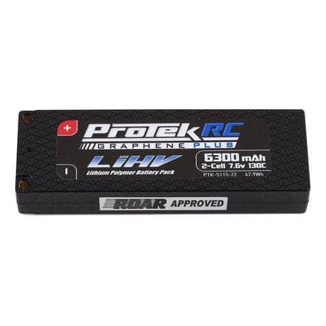 Caloosa Trains And Hobbies Parts & Accessories PTK-5115-22, ProTek RC 2S 130C Low IR Si-Graphene + HV LCG LiPo Battery (7.6V/6300mAh) w/5mm Connectors (ROAR Approved)