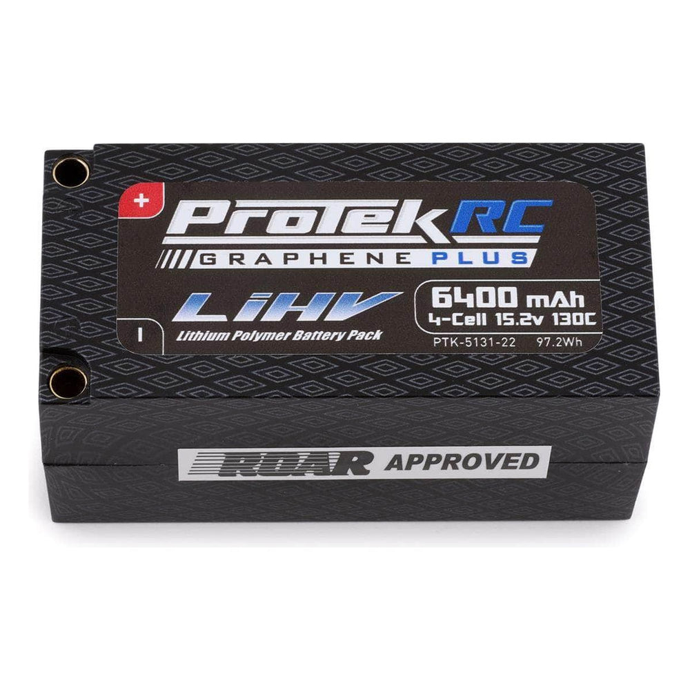 Caloosa Trains And Hobbies R/C Batteries & Chargers PTK-5131-22, ProTek RC 4S 130C Low IR Si-Graphene+ HV Shorty LiPo Battery (15.2V/6400mAh) w/5mm Connector (ROAR Approved)