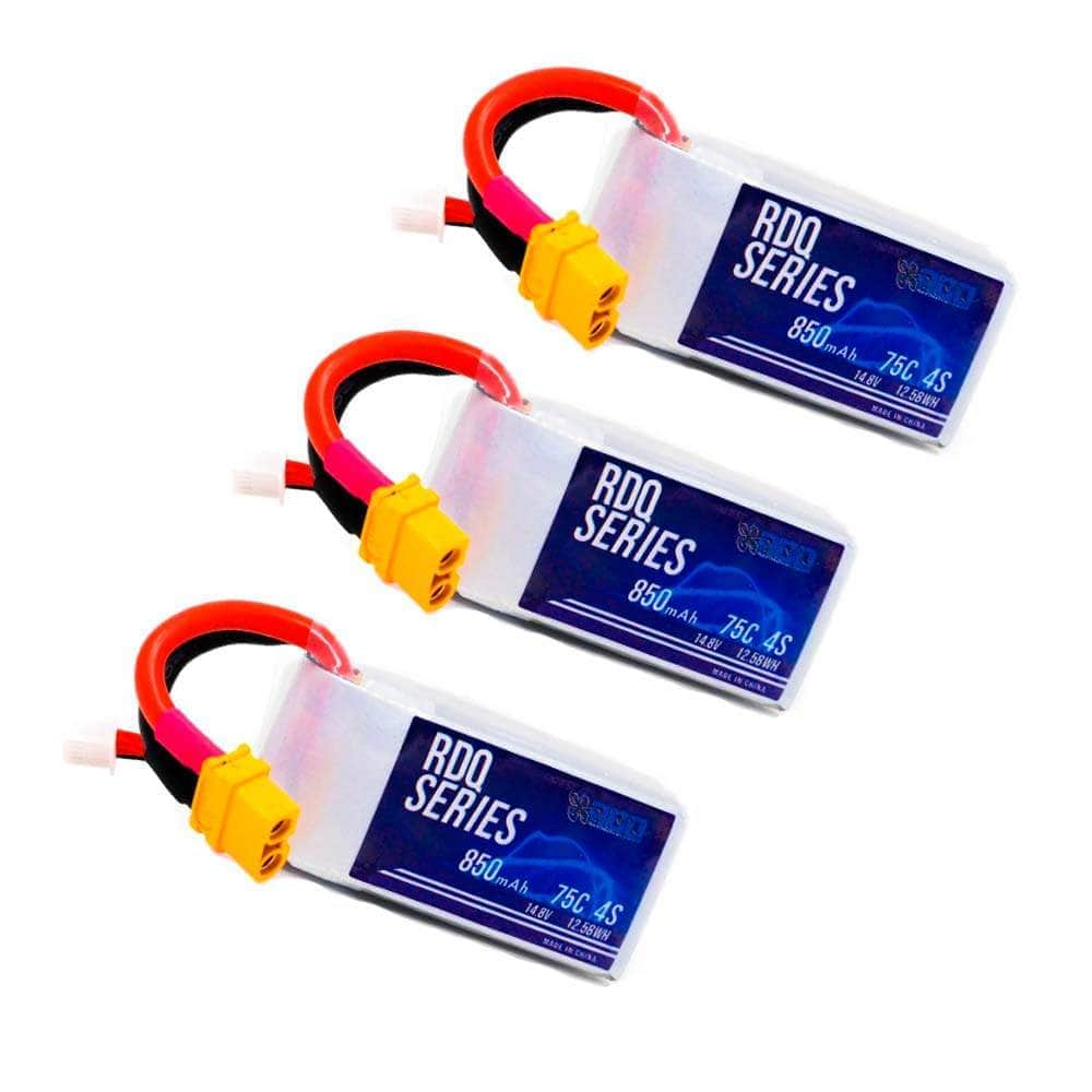 GNB Battery 3 PACK of RDQ Series 14.8V 4S 850mAh 75C LiPo Micro Battery - XT60