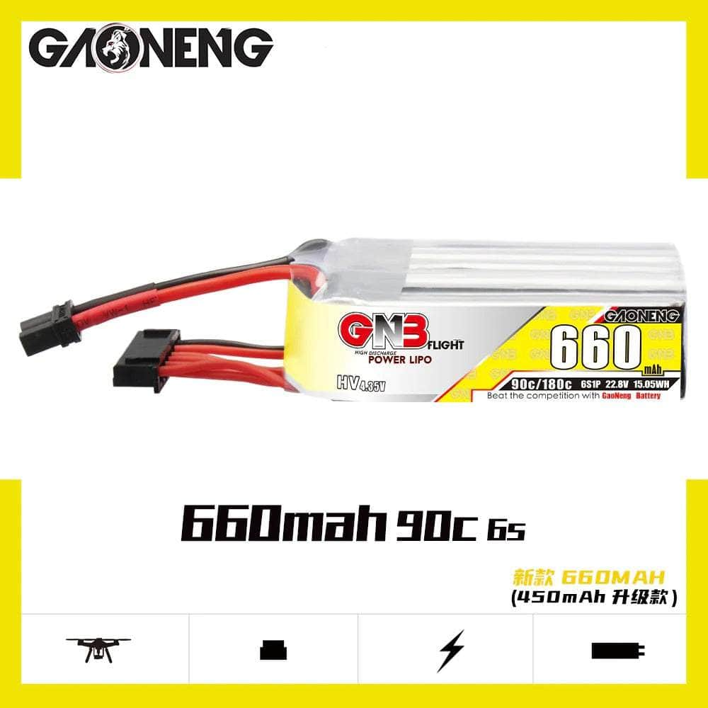 GNB Battery Gaoneng GNB 22.8V 6S 660mAh 90C LiHV Micro Battery (Long Type) - XT30