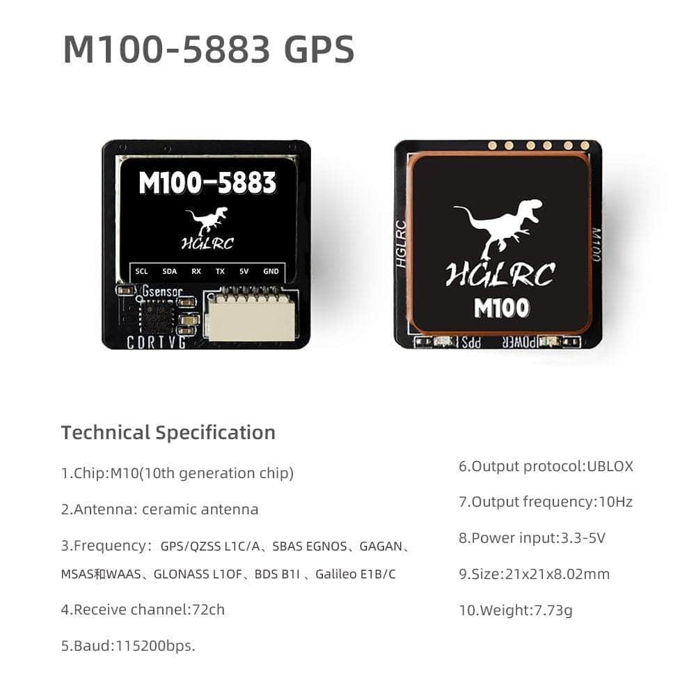 HGLRC GPS HGLRC M100-5883 Micro GPS w/ Compass (10th Gen)