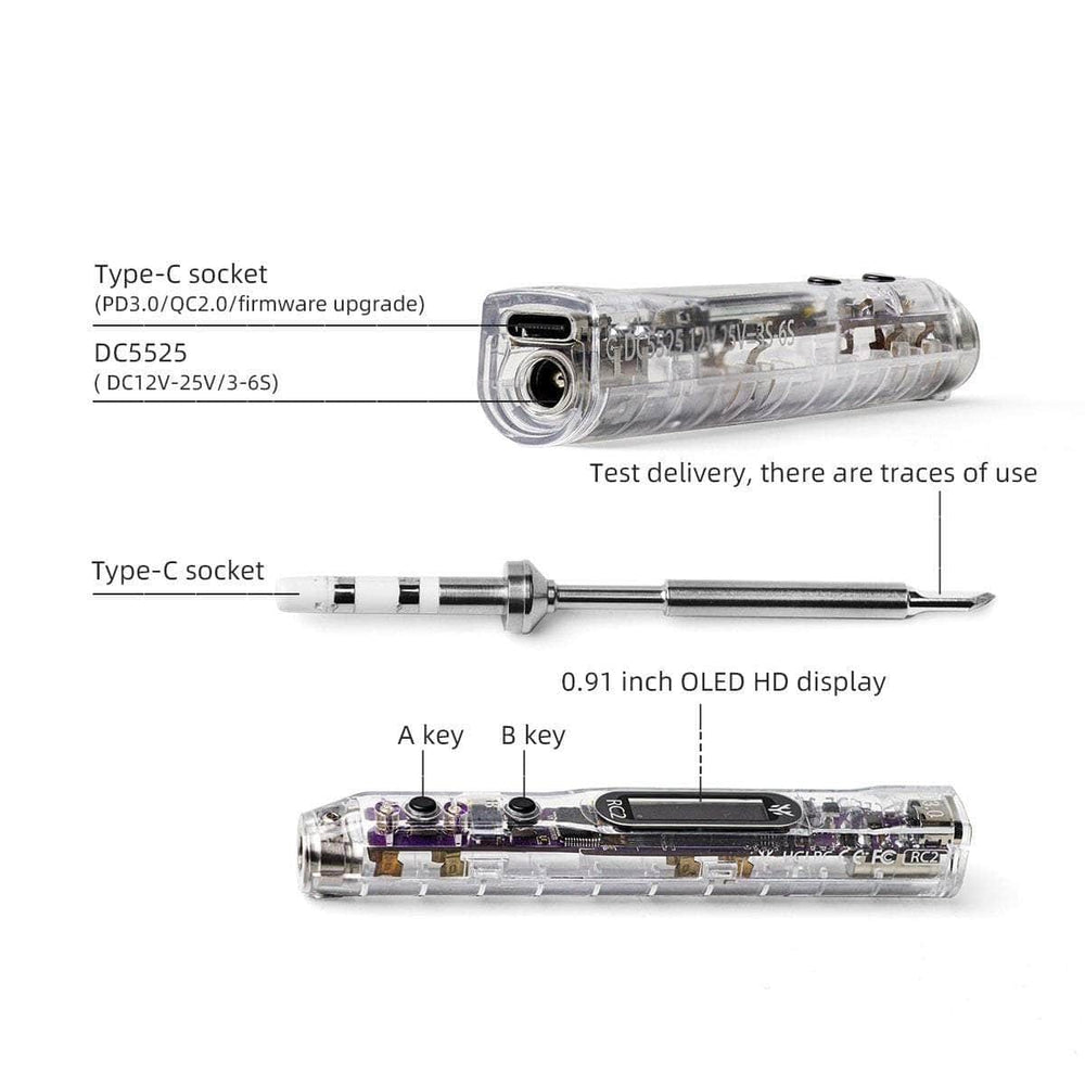 HGLRC Tool HGLRC RC2 Smart Soldering Iron - Transparent Case & Purple PCB