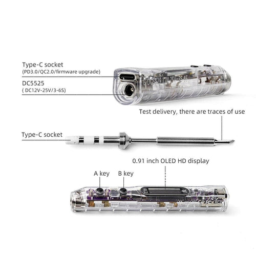 HGLRC Tool HGLRC RC2 Smart Soldering Iron - Transparent Case & Purple PCB