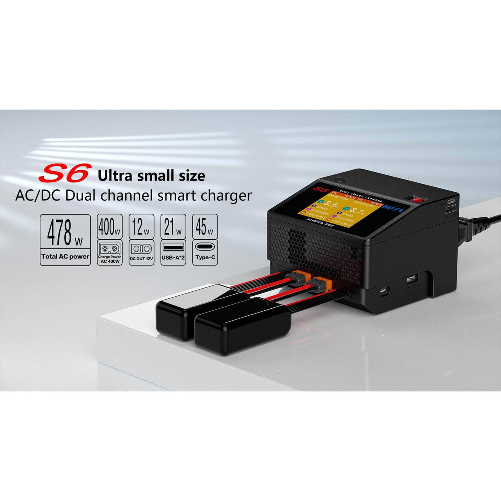 HOTA Charger HOTA S6 400W 15A 1-6S Dual Channel AC/DC Smart Charger - Black