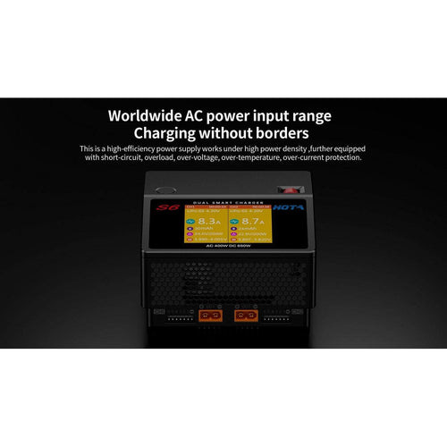 HOTA Charger HOTA S6 400W 15A 1-6S Dual Channel AC/DC Smart Charger - Black