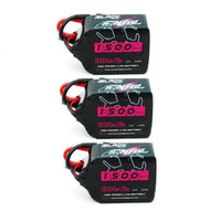 RaceDayQuads 3 PACK of CNHL Black Series 22.2V 6S 1500mAh 100C LiPo Battery - XT60