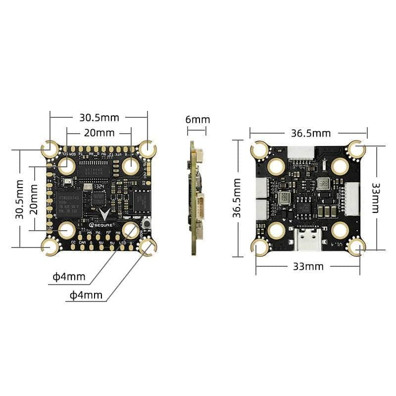 SEQURE FC Sequre H743 4-8S 20x20 / 30x30 Flight Controller - MPU6000