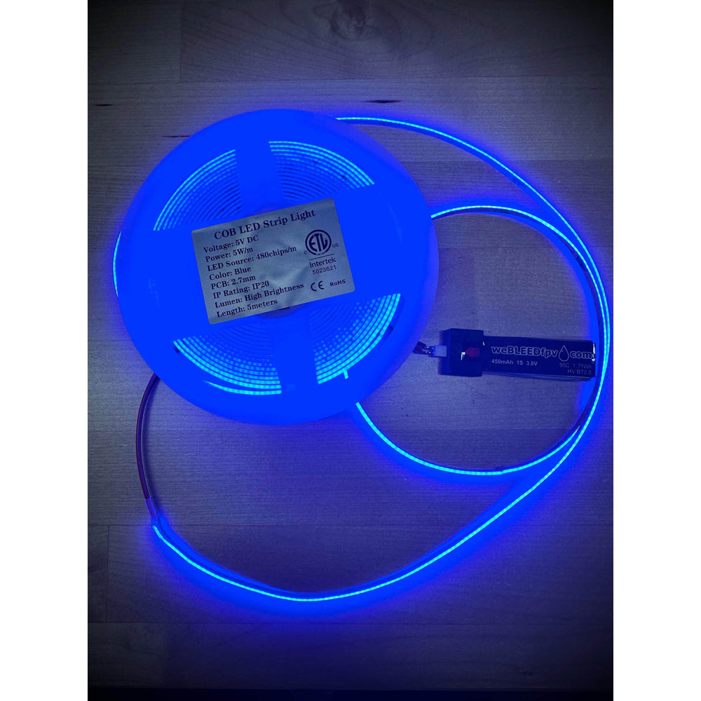 weBLEEDfpv GATES & ACCESSIORES 2.7MM WIDE - 5V COB LED Strip Light 5Meter Rolls, 16.4 Feet