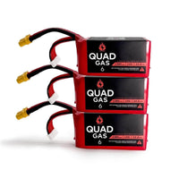 WREKD Co. Battery Quad Gas 6S 1380mAh 150c LiPo Battery (3 pack) - Choose Red or Black