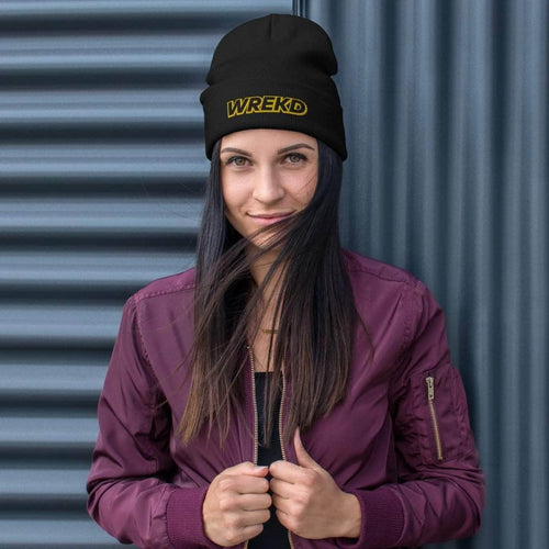 WREKD Co. WREKD Swag WREKD Gold on Black Logo Knit Beanie