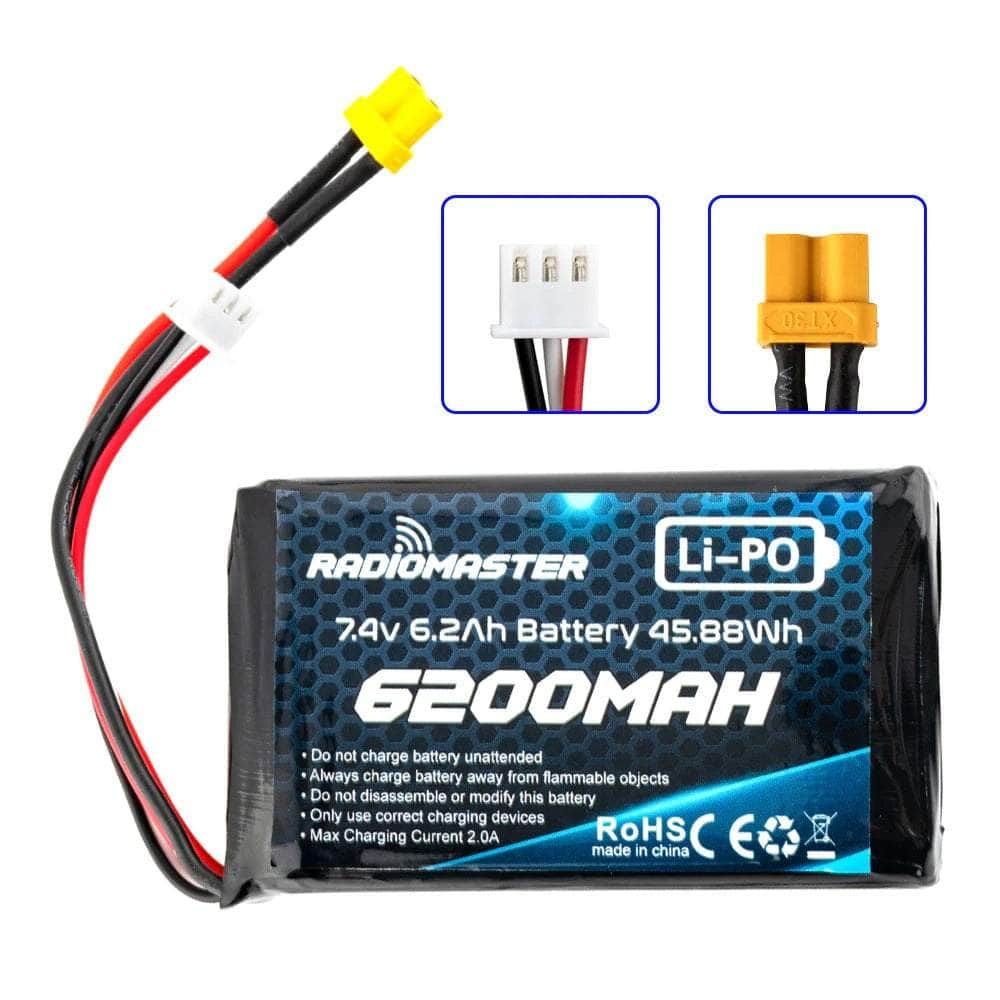 HOBBYPORTER Battery RadioMaster 7.4V 2S 6200mAh Li-Po Battery for Boxer / TX16S - XT30